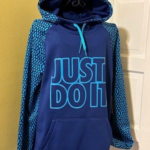 Nike Therma Fit Just Do It Blue Hoodie Women’s Medium